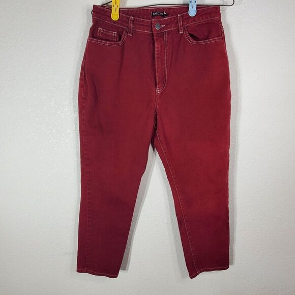 Nasty Gal Collection Womens Jeans Size 9 Cropped Denim Cranberry Red - Picture 3 of 12
